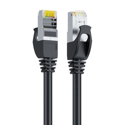 까만 SFTP Cat6 접속 코드 두 배 보호된 24AWG 순수한 구리 RJ45 연결관