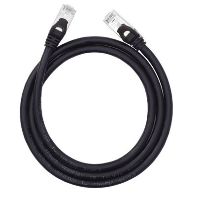 까만 SFTP Cat6 접속 코드 두 배 보호된 24AWG 순수한 구리 RJ45 연결관