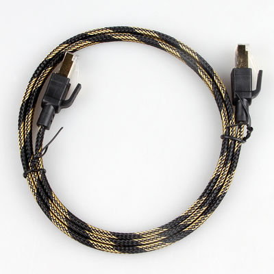 나일론 이더넷 Cat7 패치 코드 순흑색 노랑색 꼰 고속도