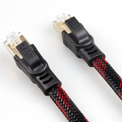 Cat8 안정적 나일론 꼰 Ethernet 케이블 빨간 검은 반대 간섭