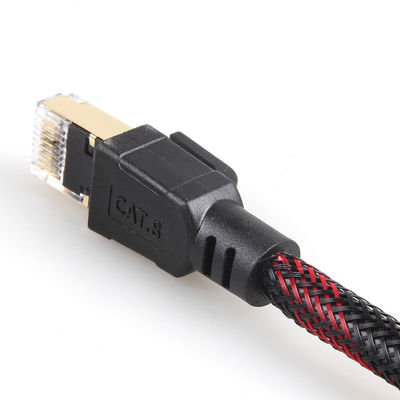 옥외 실내 Cat8 헝겊 조각 케이블 나일론 땋는 빨강 검정 26AWG 40Gbps