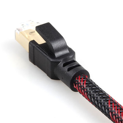 옥외 실내 Cat8 헝겊 조각 케이블 나일론 땋는 빨강 검정 26AWG 40Gbps