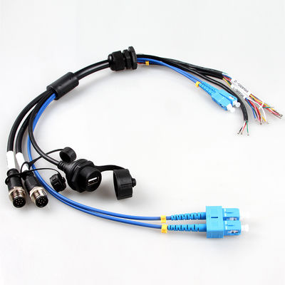 항공 우주 방수선 장비 케이블 집회 M12+USB Female+Fiber 옵틱
