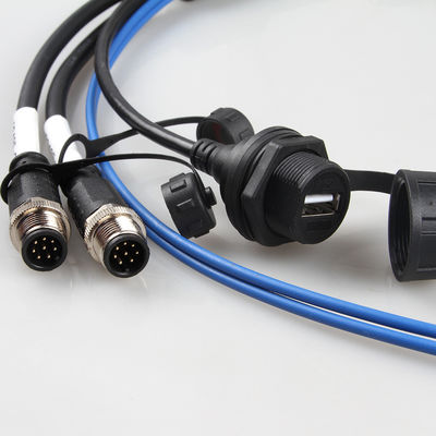 항공 우주 방수선 장비 케이블 집회 M12+USB Female+Fiber 옵틱