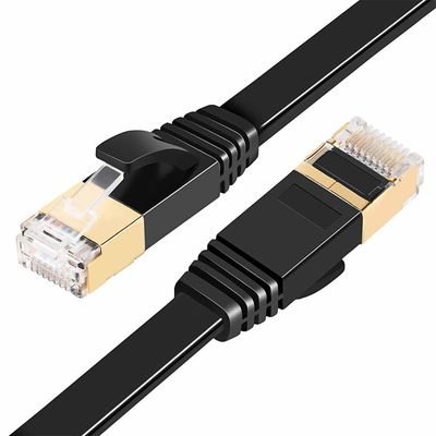 검은 Cat7 플랫 네트워크 케이블, SFTP BC 패스 채널 실험 평평한 패치 코드