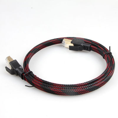 Cat8 안정적 나일론 꼰 Ethernet 케이블 빨간 검은 반대 간섭