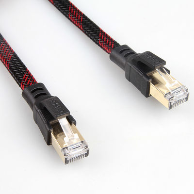 Cat8 안정적 나일론 꼰 Ethernet 케이블 빨간 검은 반대 간섭