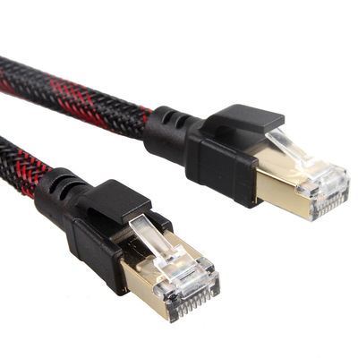 옥외 실내 Cat8 헝겊 조각 케이블 나일론 땋는 빨강 검정 26AWG 40Gbps
