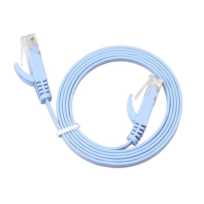 CAT 6 네트워크 평평한 패치 케이블 푸른 0.5m 1m 2m 내지 100m 대역폭 350MHz