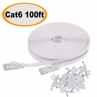 호리호리한 야외 실내 Cat6 패치 코드 100 Ft 10Gbps는 오래가서 편평해집니다