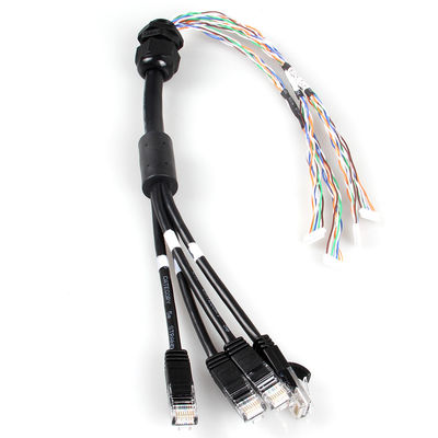 4 가지 남자 RJ45 Cat6a 트렁크 케이블, 1 Cat 6a Ethernet 케이블에서 4를 방수 처리합니다